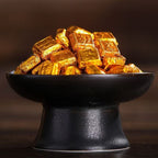Five Elements Transforming Tea Cup Set (5pcs) + 5-Year Aged Pu’er Tea Cubes | Handcrafted Kiln Glaze Cups, Gold-Wrapped Mini Tea Bricks, Traditional Chinese Wellness Tea Set
