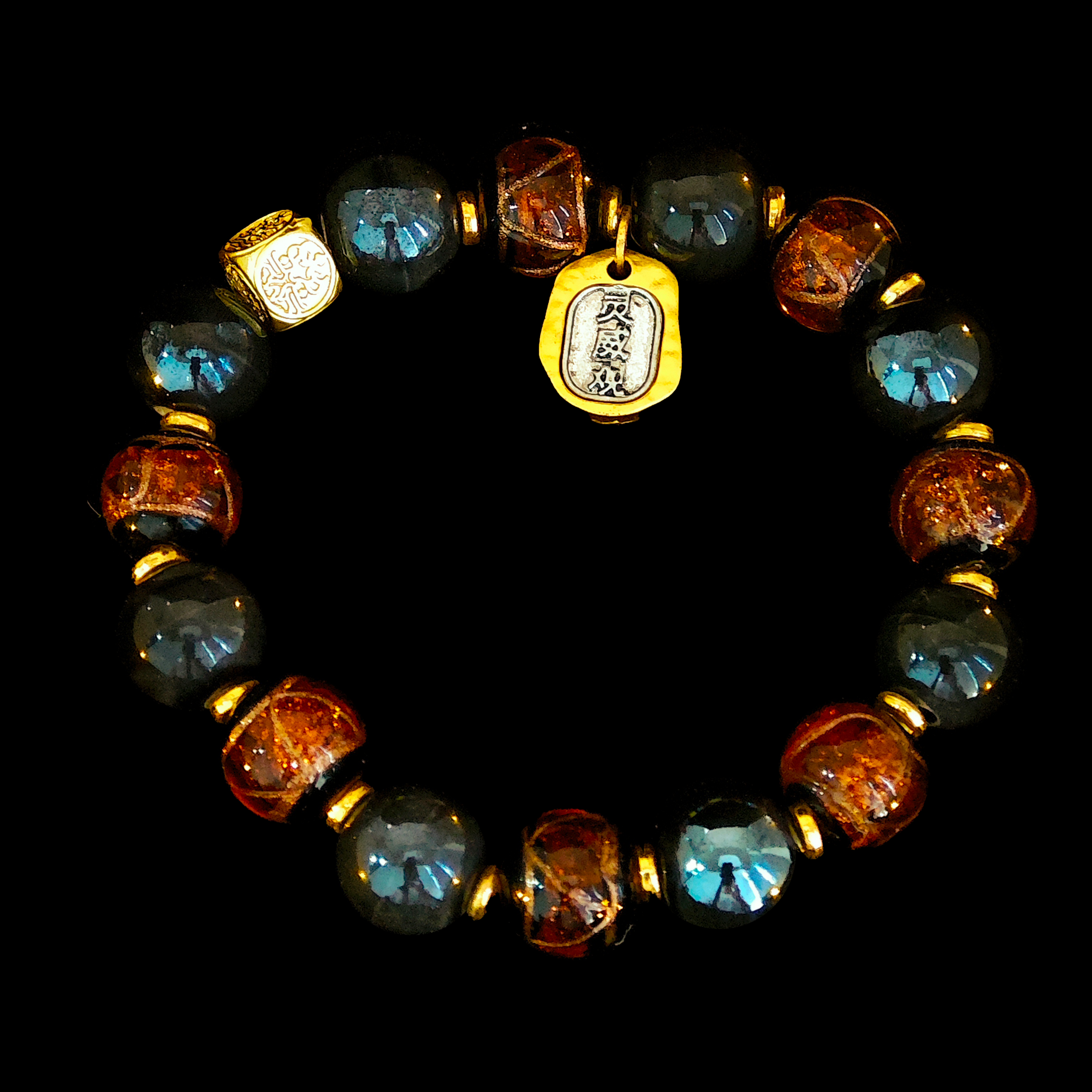 Earth Element Ash Glass Bracelet - Stability & Financial Well-being Charm（土）