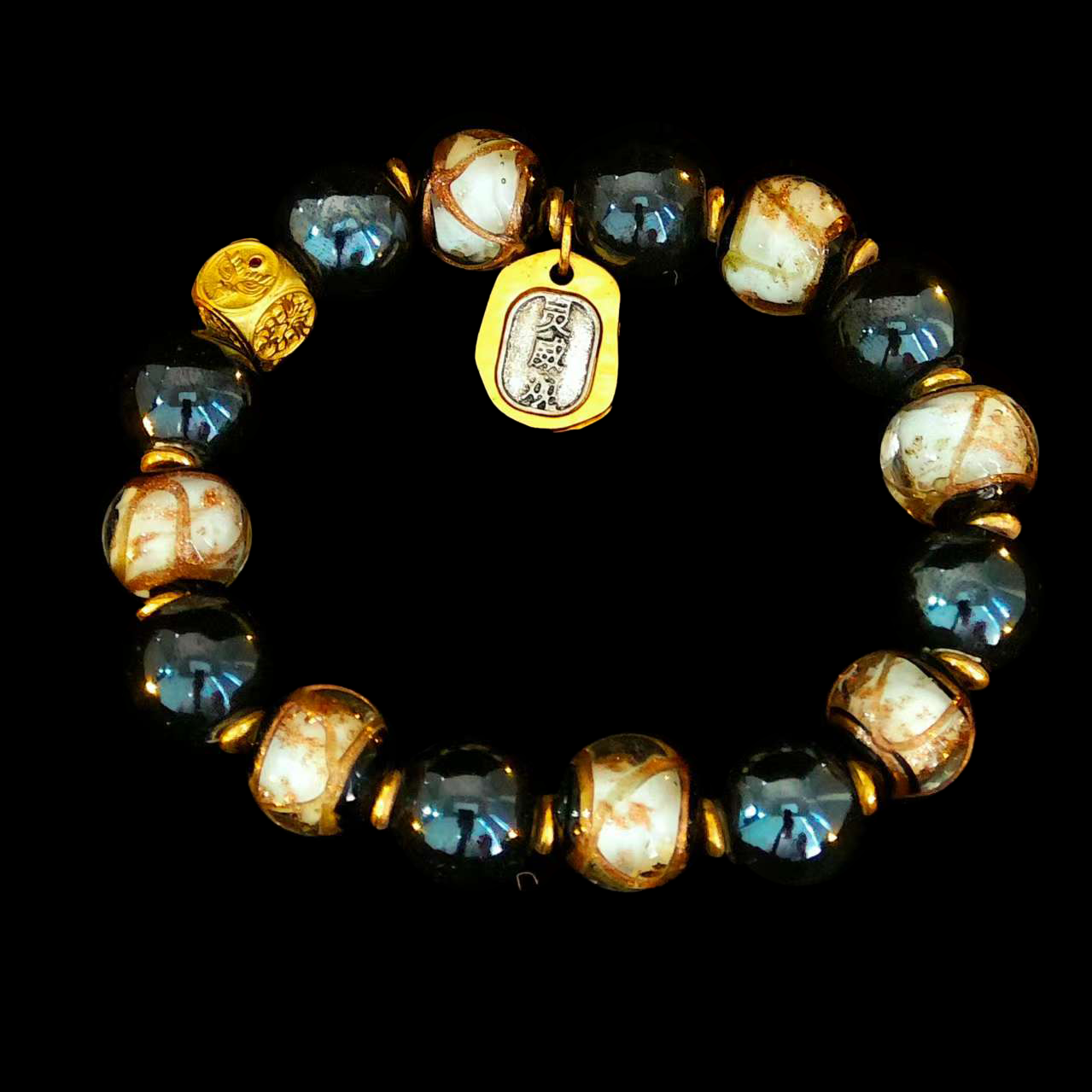 Metal Element Ash Glass Bracelet - Mental Clarity & Cognitive Focus Tool(金)