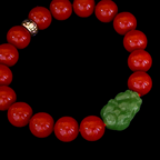 The Guardian of Prosperity-Handmade Jade & Cinnabar Bracelet