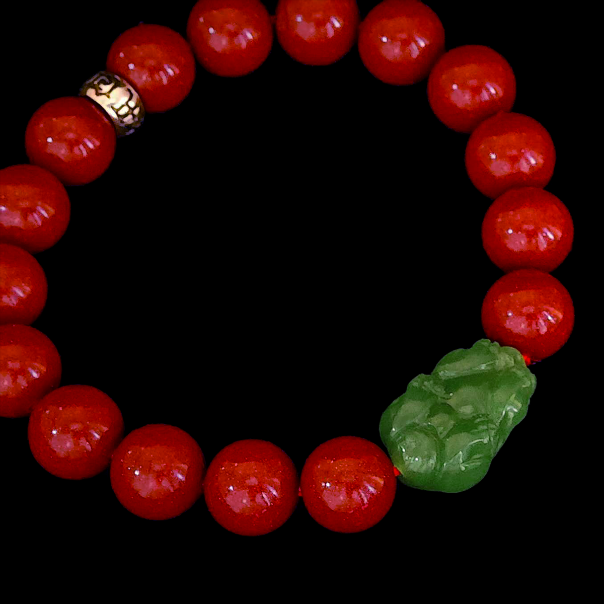 The Guardian of Prosperity-Handmade Jade & Cinnabar Bracelet