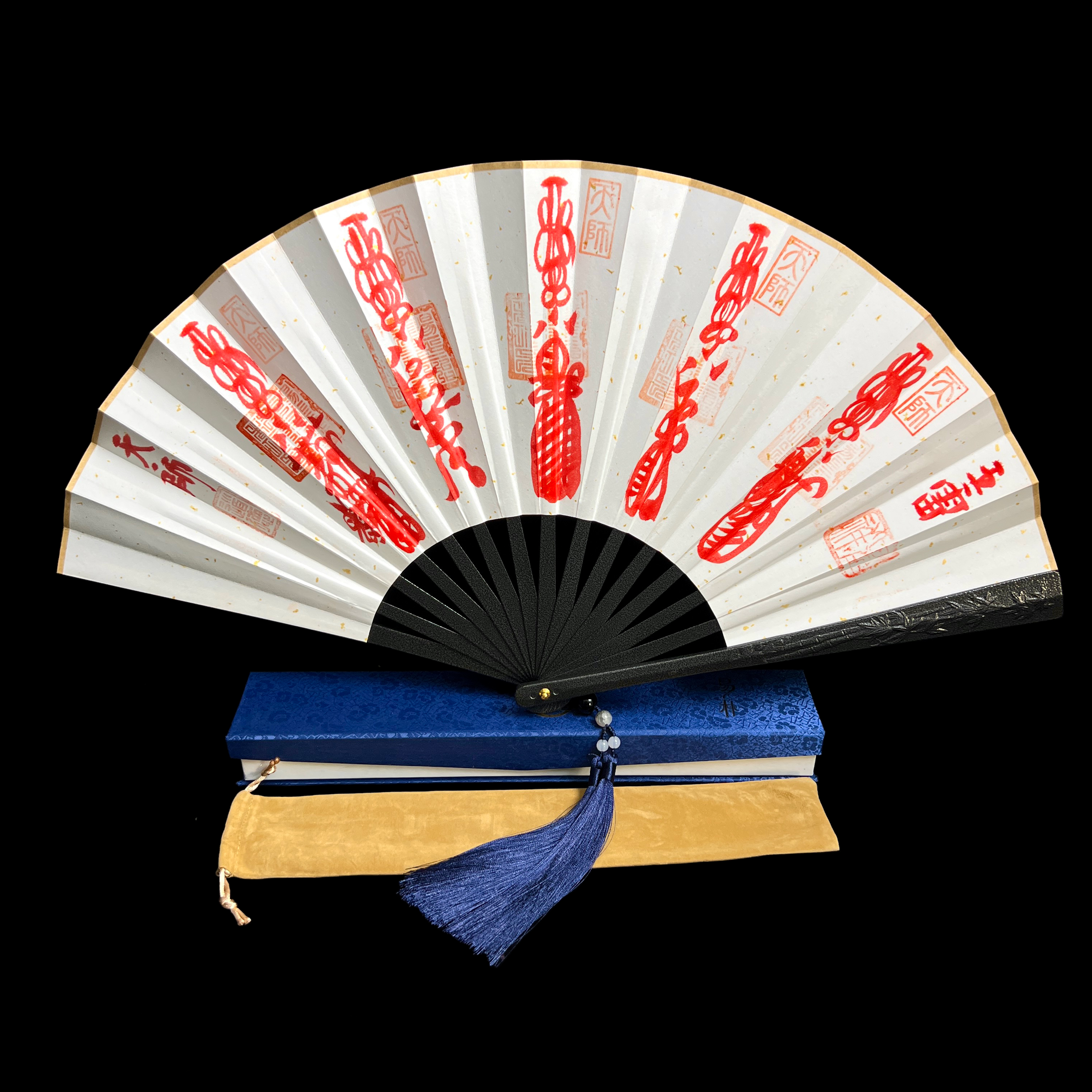 The Fortune & Guard Fan: Handmade Cinnabar Blessings