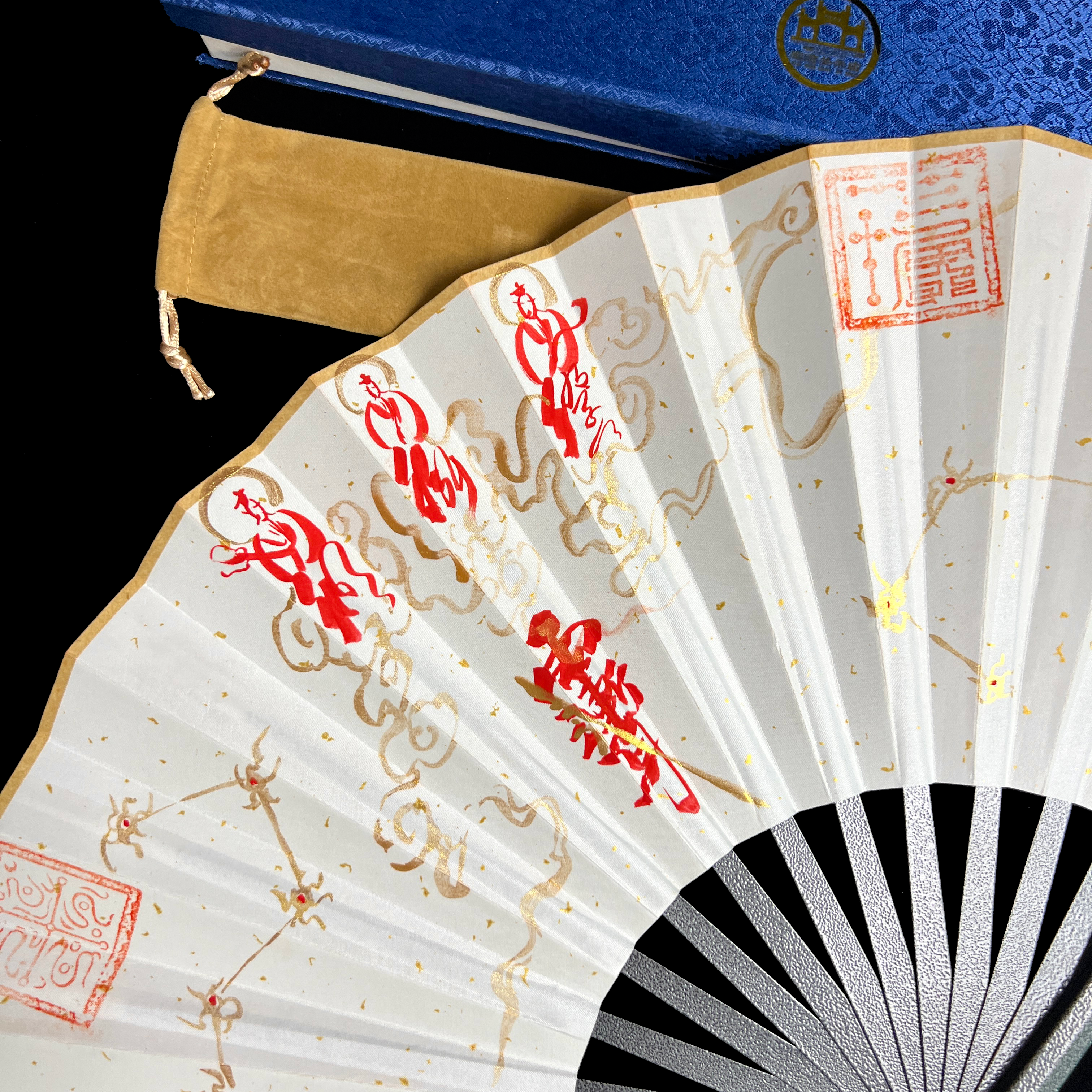 The Fortune & Guard Fan: Handmade Cinnabar Blessings