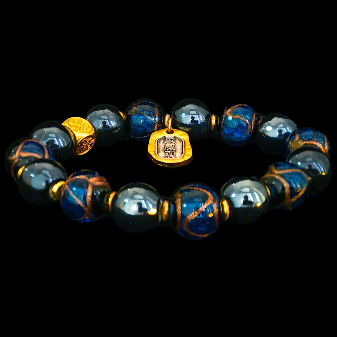 Water Element Ash Glass Bracelet - Stress Relief & Emotional Balance Focus（水）