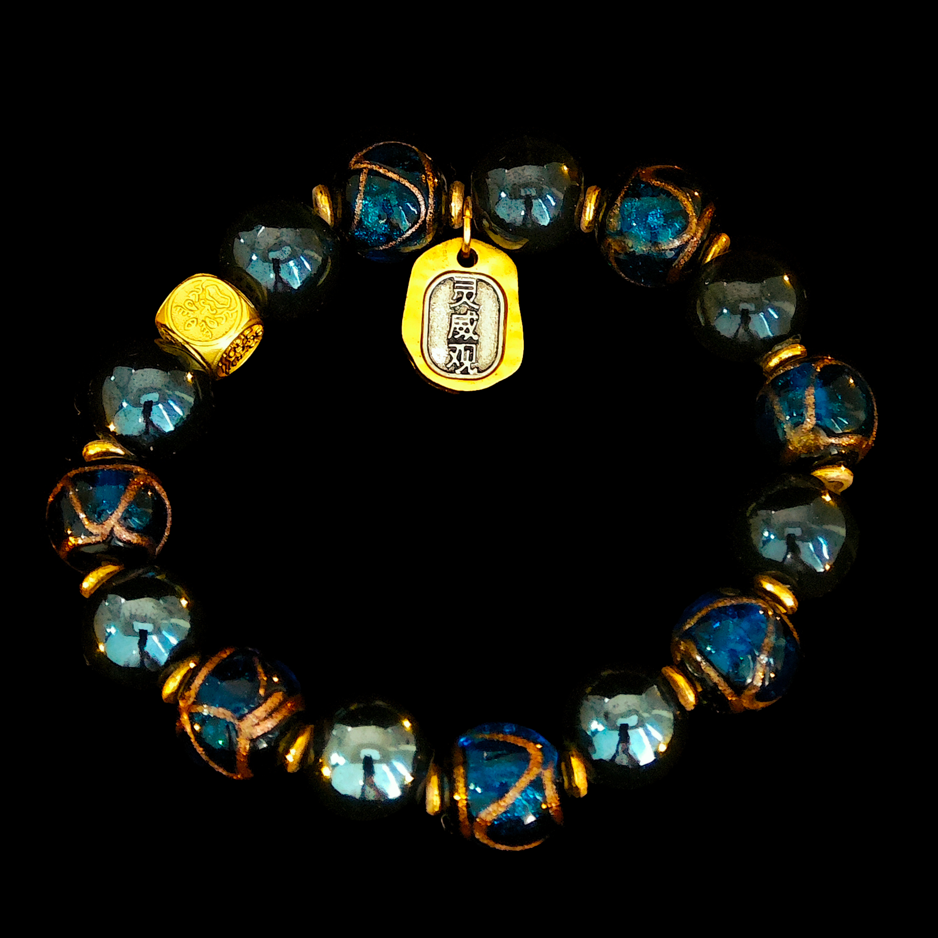 Water Element Ash Glass Bracelet - Stress Relief & Emotional Balance Focus（水）