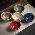 Five Elements Transforming Tea Cup Set (5pcs) + 5-Year Aged Pu’er Tea Cubes | Handcrafted Kiln Glaze Cups, Gold-Wrapped Mini Tea Bricks, Traditional Chinese Wellness Tea Set