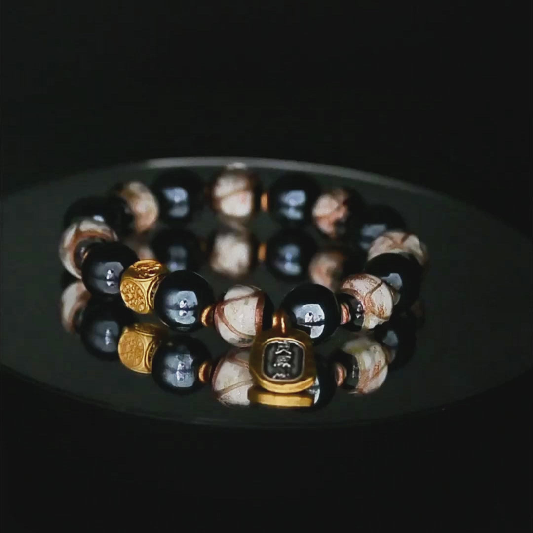 Metal Element Ash Glass Bracelet - Mental Clarity & Cognitive Focus Tool(金)