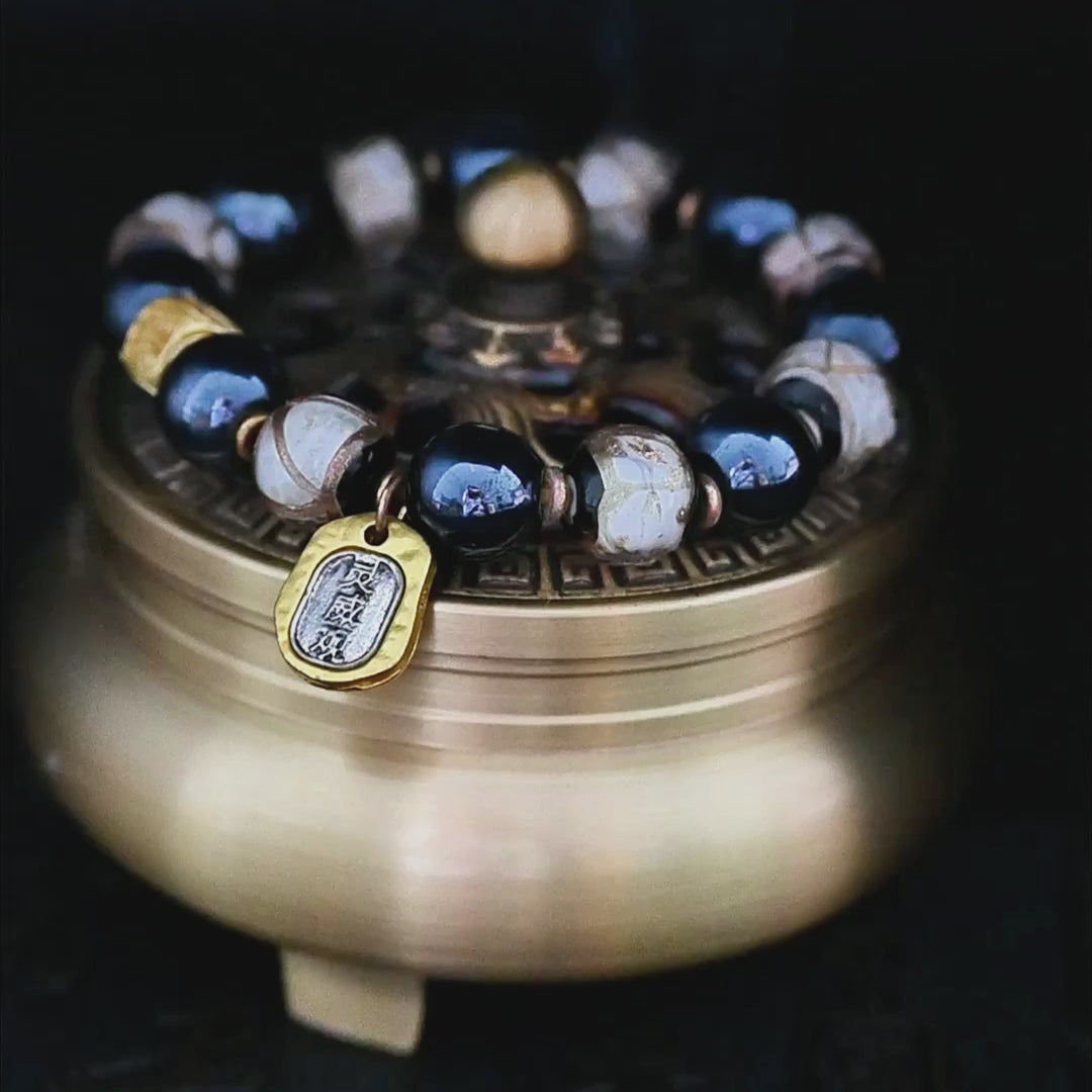 Metal Element Ash Glass Bracelet - Mental Clarity & Cognitive Focus Tool(金)